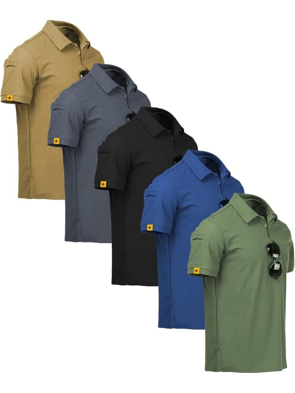 ZITY 5 Pack Mens Polo Shirt Short Sleeve Moisture Wicking Golf T-Shirt
